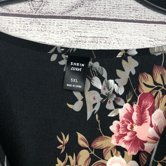 💐SHEIN Black Dress w/pink roses💐 - Picture 7 of 9